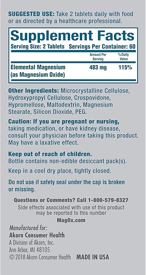 Mag-Ox 400 Magnesium Supplement - 120 Tablets Pack of 4