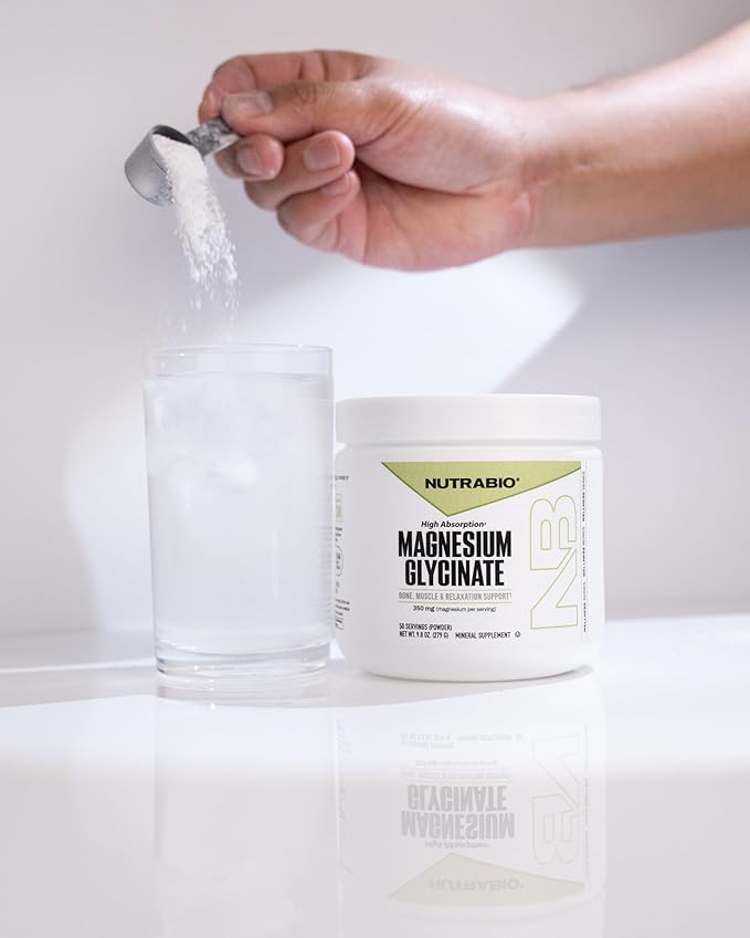 NutraBio Magnesium Glycinate Powder for Sleep- Sleep Supplement Supports Relaxation Heart Health and Metabolism- 350 mg- Unflavored Drink Mix- 50 Servings