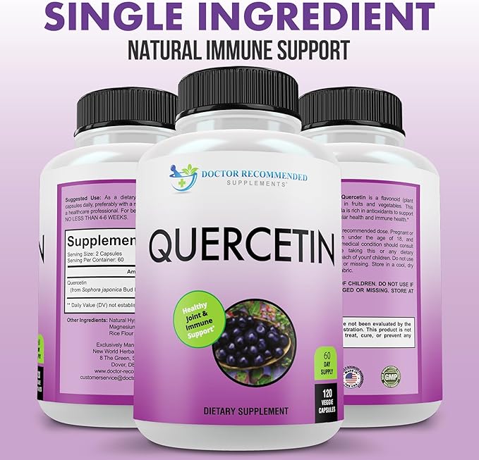DOCTOR RECOMMENDED SUPPLEMENTS Quercetin 1000mg Per Serving - (Vegan Non-GMO) (120 Veggie Capsules Pack of 3)