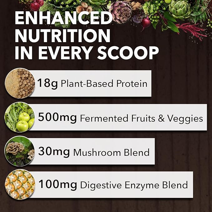 SOTRU Organic Vegan Protein Powder - Whole Food Plant Based Protein Powder with Green Superfoods Enzymes &amp Probiotics - USDA Certified Organic Non-GMO Gluten-Free - Vanilla 18.5 oz 21 Serving