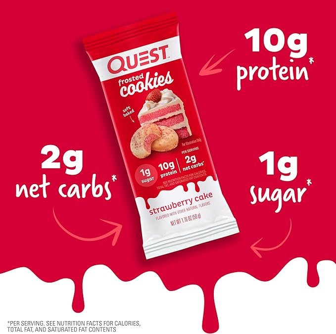 Quest Nutrition Chocolate Peanut Butter Protein Bars &amp Strawberry Cake Frosted Cookies Twin Pack Bundle 12 Bars &amp 16 Cookies