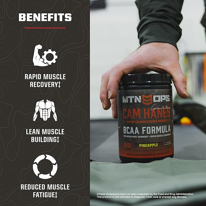 MTN OPS Cam Hanes Whey Protein &amp Pineapple BCAA Bundle – Chocolate Caramel Protein Powder + Amino Acids – Cameron Hanes Muscle Recovery &amp Endurance Support Stack