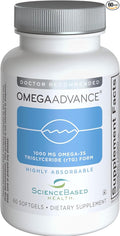 ScienceBased Health OmegaAdvance Omega-3 Fish Oil – Triglyceride Form with 1000 mg EPA &amp DHA – Plus Lutein &amp Zeaxanthin – Supports Heart Brain &amp Eye Health – Lemon Coated – 60 Softgels