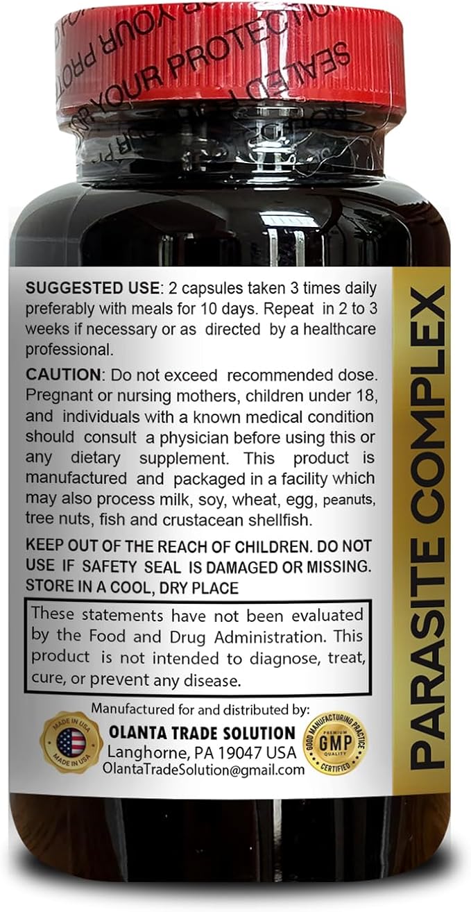 Parasite Complex with Wormwood Black Walnut &amp Cloves - Natural Digestive Health &amp Detox Support - 1 Bottle - GMP-Certified Herbal Supplement for Wellness