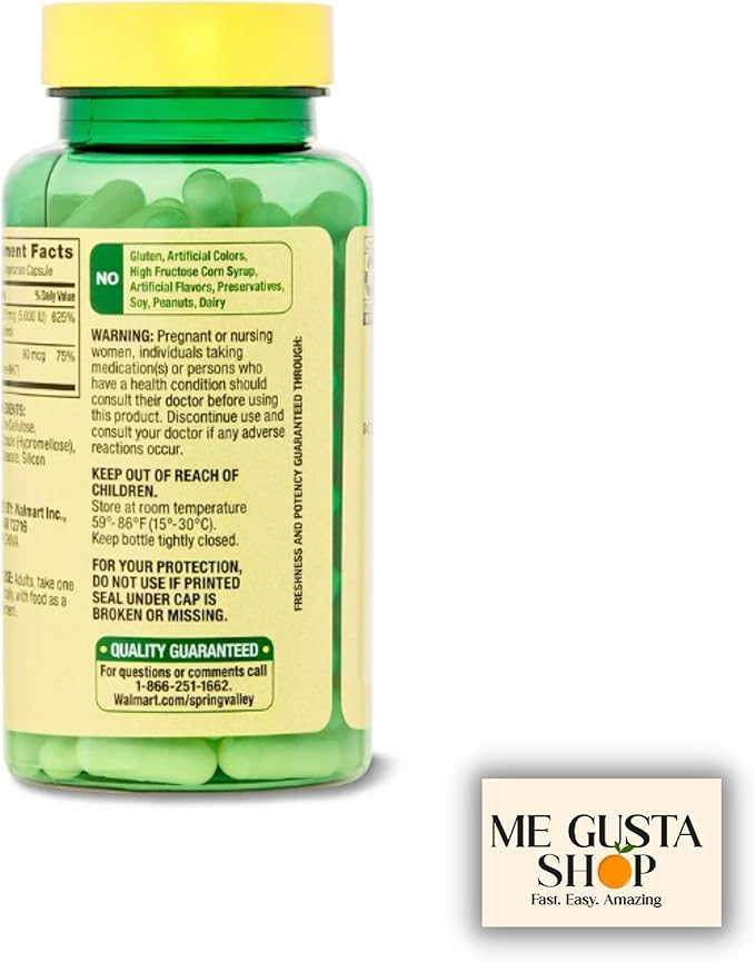 Spring Valley Vitamin K2 90mcg D3 125mcg 90 Count Vegetarian Capsule 180 Total Pack of 2 Includes Pills Organizer + Me Gustas Sticker