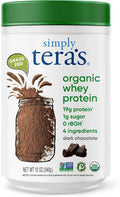Simply tera's Organic Whey Protein Powder - Grass Fed Whey Protein Powder Without Artificial Sweeteners Clean Non-GMO Gluten-Free - Dark Chocolate 12 Oz
