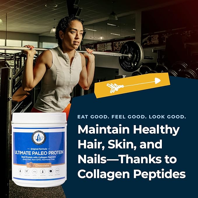 Ultimate Paleo Protein Powder | Premium Grass Fed Beef Protein with Collagen Peptides | Paleo Friendly Gluten Free Keto Friendly No Artificial Sweeteners or Preservatives - Chocolate 30 Servings