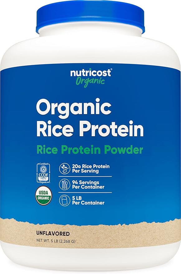 Nutricost Organic Rice Protein Powder (5 LB) - Gluten-Free GMO-Free (from Brown Rice)