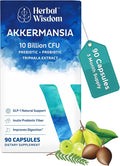 Akkermansia Probiotic 10 Billion CFU - Advanced GLP-1 Support Probiotic+Prebiotic | for Gut &amp Metabolism Support - No Bloating | with Inulin &amp Triphala | (90 Capsules - 3 Month Supply)