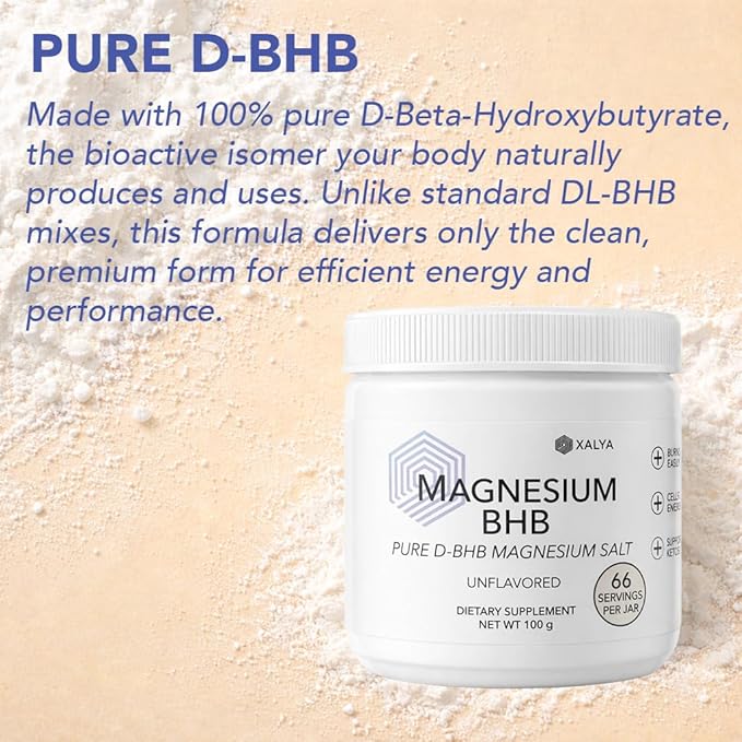 Magnesium BHB – Exogenous Ketone Keto BHB Powder Beta Hydroxybutyrate Clean Ketone Fuel for Energy Focus &amp Performance Ketone Salts Dissolves Easily in Hot or Cold Water Unflavored 66 Servi