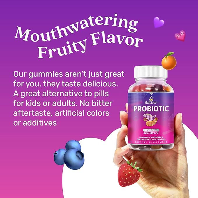BeLive Healthy Gut Dream Team Bundle Probiotic and Fiber Gummies for Digestive and Gut Health Sugar Free Vegan
