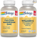 SOLARAY Calcium Magnesium Zinc and Timed Release Vitamin C - Bone Health Immune Support Bundle 1000mg Calcium 500mg Magnesium 1000mg Vitamin C Supplement Vegan 60-Day Guarantee 275 VegCaps Each