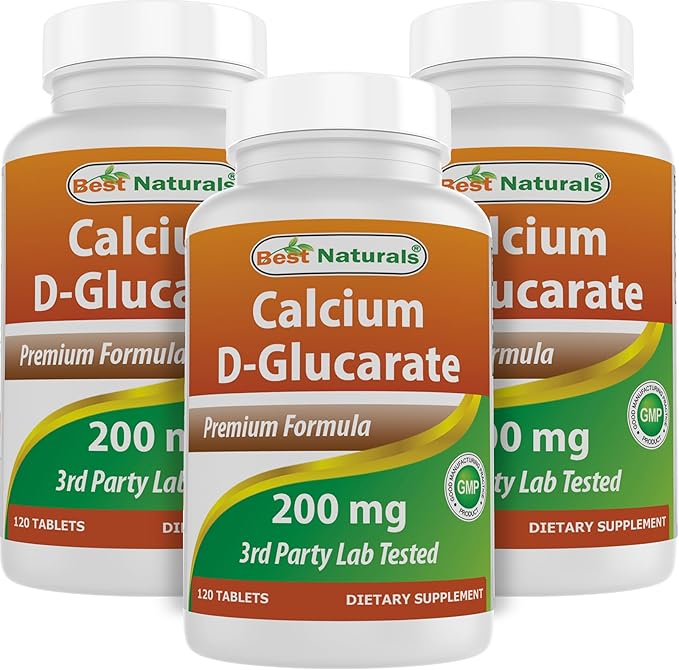 Best Naturals Calcium D-Glucarate 200 mg 120 Tablets (Pack of 3)