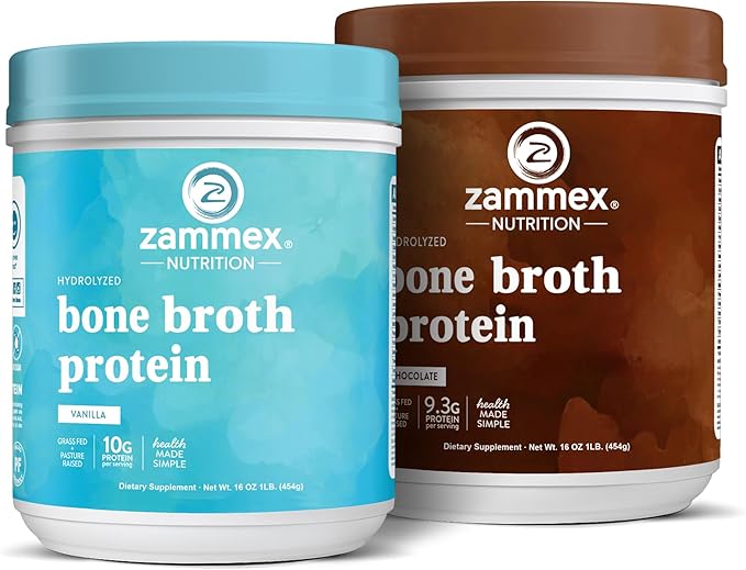 Zammex Bone Broth Protein Powder Chocolate+Vanilla Flavor