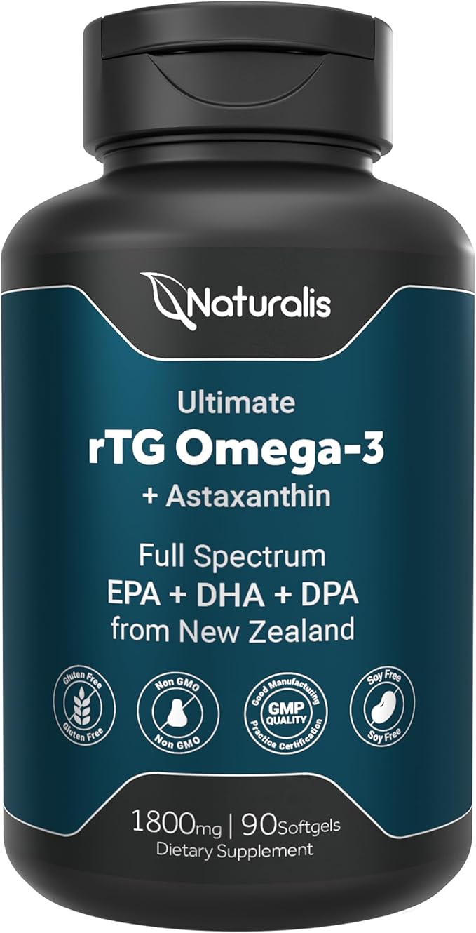 Naturalis Ultimate rTG Omega 3 Fish Oil 1800mg from Wild New Zealand Tuna | IFOS Certified &amp Sustainably Sourced | Full Spectrum Omega3s EPA DHA &amp DPA | 90 Softgels