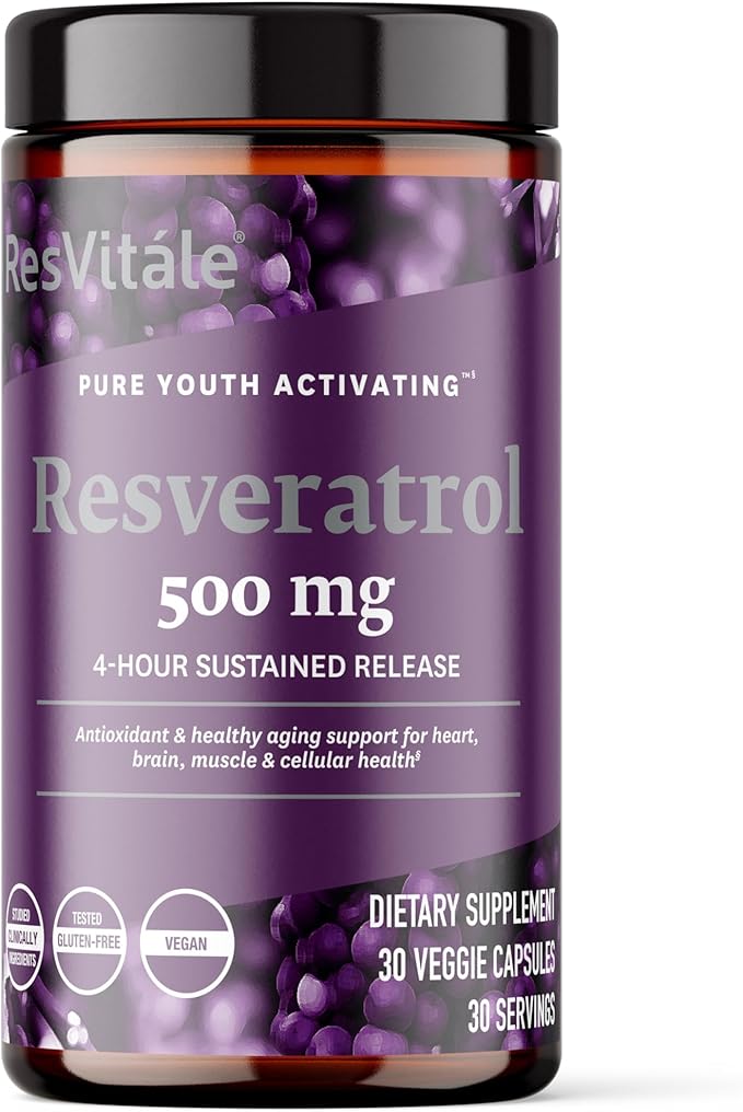 ResVitále Resveratrol 500 mg - Resveratrol Supplement for Men and Women - 30 Veggie Capsules