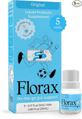 Florax - Liquid Probiotic - On-The-go Gut Support for Women Men and Children - Vegan Gluten Free Lactose Free Soy Free and Preservative Free - Original Flavor - 5 Vials