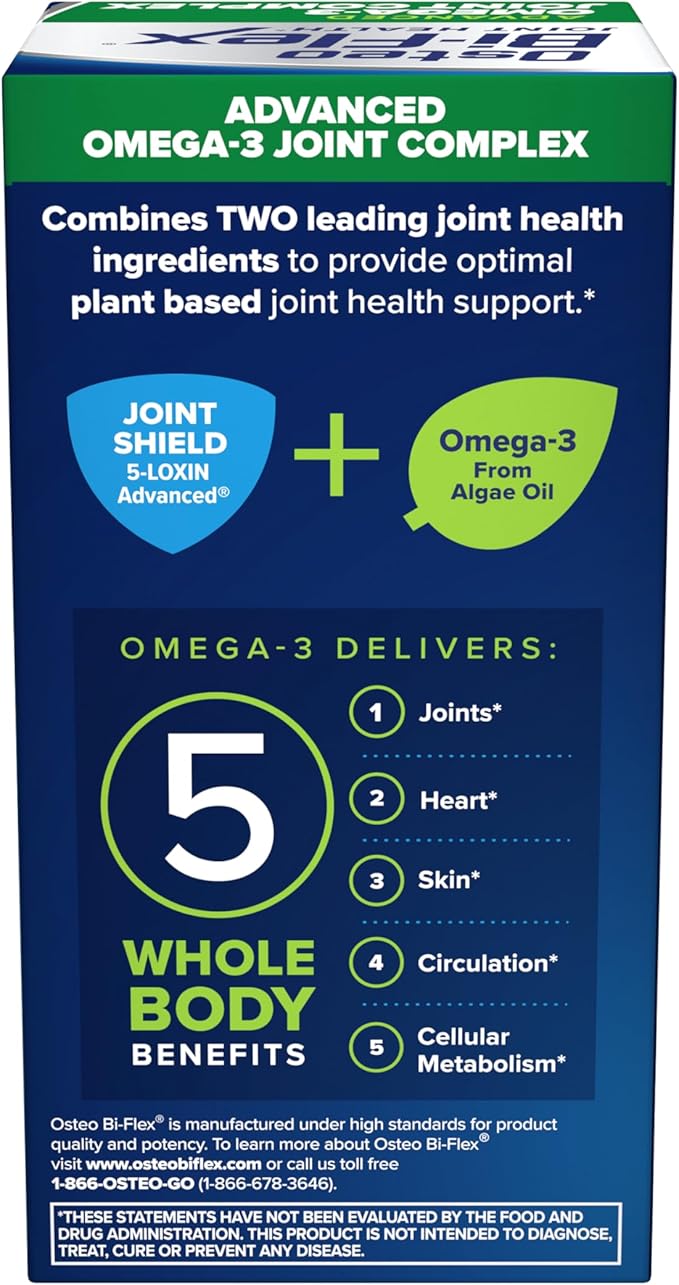 Osteo Bi-Flex Advanced Omega-3 Joint Complex Plant-Based Algae Oil Joint Support Supplement 80 Count Softgels