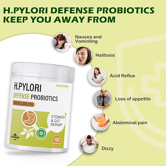 Helicobacter Pylori Defense Probiotics – Formulated with Lactobacillus reuteri Mastic Gum and Berberine 100 Billion CFU Gastritis Digestion &amp Gut Health for Stomach Comfort Vegan 120 Capsul