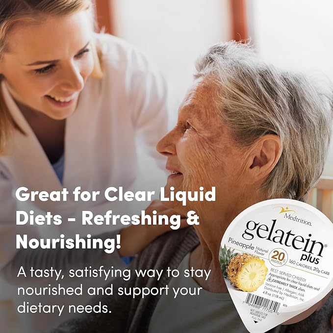 ProSource Gelatein Plus Pineapple: 20 Grams of Proteins. Ideal for Clear Liquid Diets Swallowing Difficulties Dialysis and Oncology. Great Pre or Post Workout Snack. (12 Pack) …