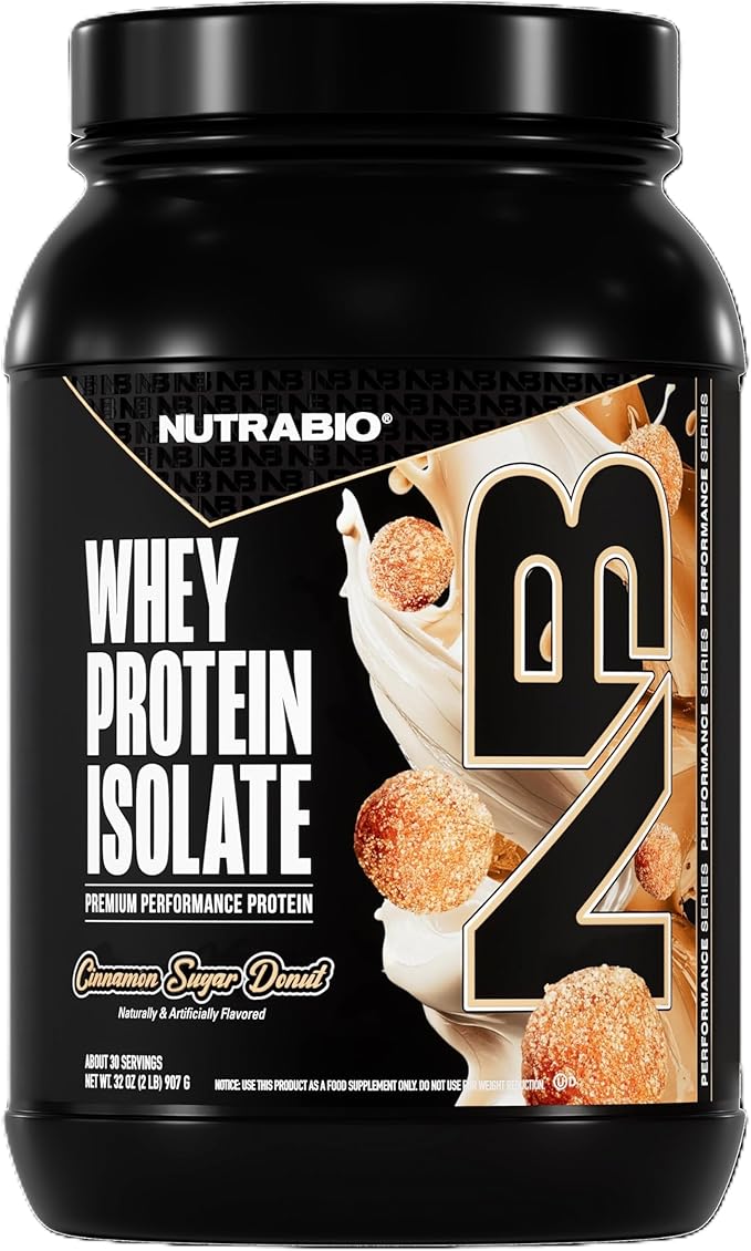 NutraBio 100% Whey Protein Isolate Protein Powder 25g Protein with Complete Amino Acid Profile Non-GMO Soy &amp Gluten Free Low Carb Low Calorie Whey Protein Powder Cinnamon Sugar Donut 2 Lbs