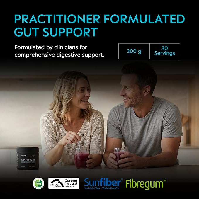 myBrainCo. Gut Repair – Gut Health &amp Digestion Support Powder for IBS Bloating Reflux &amp Leaky Gut – Low FODMAP Certified with Probiotics Prebiotics Enzymes &amp Glutamine – 310g