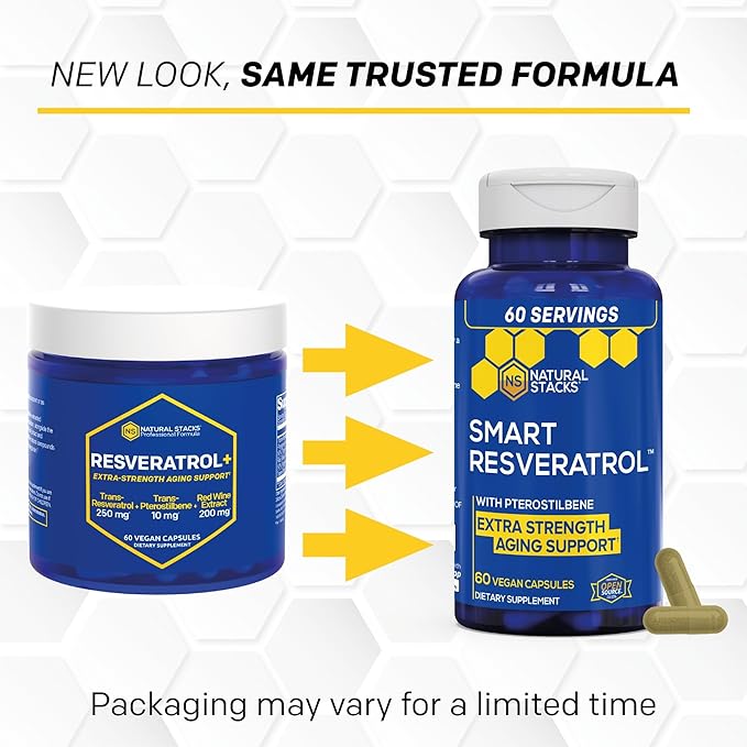 Resveratrol Supplement - 250mg Trans-Resveratrol &amp 10mg Trans-Pterostilbene - Antioxidants Supplement with 200mg Red Wine Extract - Extra Strength Aging Support - 60 Japanese Knotweed Capsules