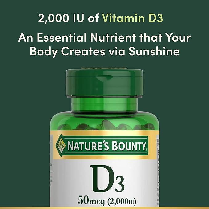 Nature's Bounty Vitamin D3 2000 IU|Supports Immune HealthCalcium Absorption &amp Bone Strength|Essential for Healthy Bones|Non-GMONo-Gluten350 Softgels1 Serving Per Day for Daily Health(Pack of