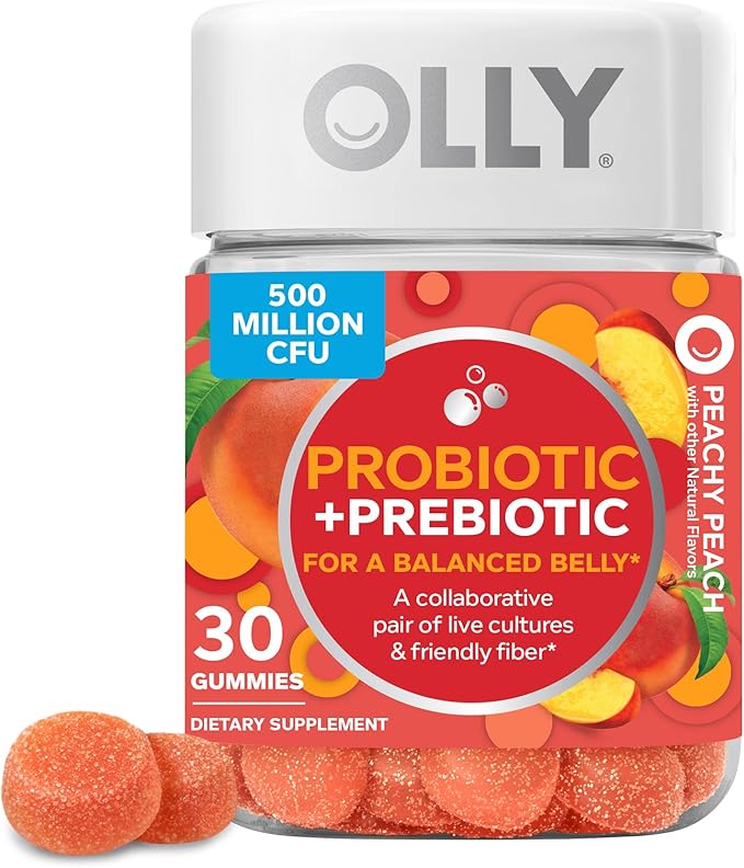 OLLY Muscle Recovery Sleep Gummies Sleep and Sore Muscle Support 3mg Melatonin Tart Cherry &amp Probiotic + Prebiotic Gummy Digestive Support and Gut Health 500 Million CFUs Fiber