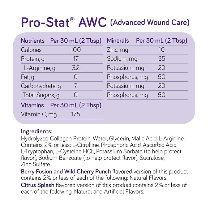 Pro-Stat Advanced Wound Care (AWC) Concentrated Liquid Protein Medical Food - Wild Cherry Punch Flavor 30 Fl Oz bottle (Case of 4)