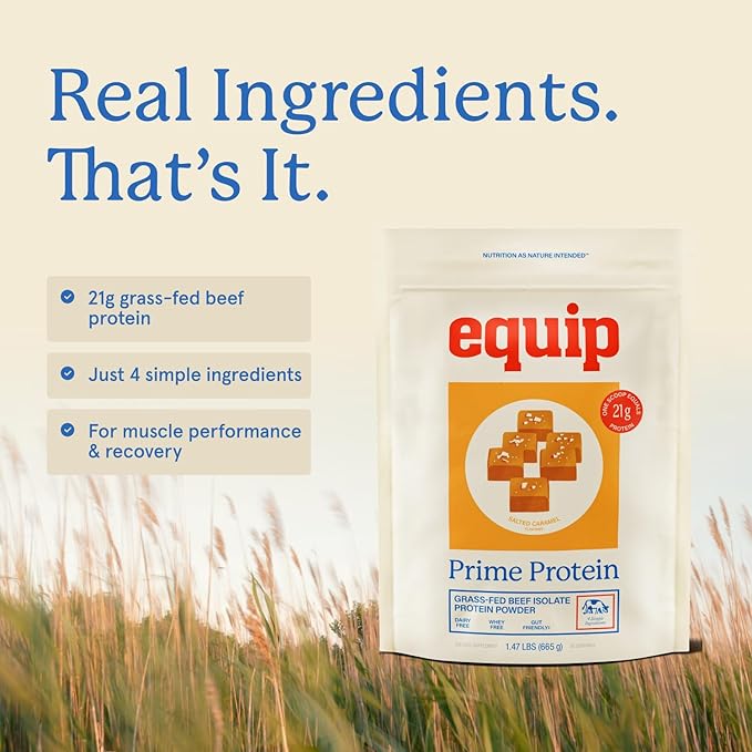 Equip Foods Prime Protein Powder | Clean Grass Fed Beef Protein Powder Carnivore Protein Isolate | Paleo Keto Friendly Gluten &amp Dairy Free Helps Build &amp Repair Tissue| 30 Servings Salted