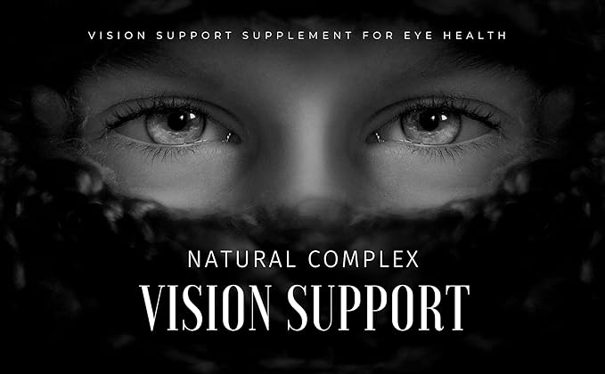 Advanced Eye and Vision Support Formula - Vision Support Natural Complex - Taurine Supplements Humans Bilberry Fruit Powder Eye + Vision Health Vitamins - 1 Bottle 60 Capsules