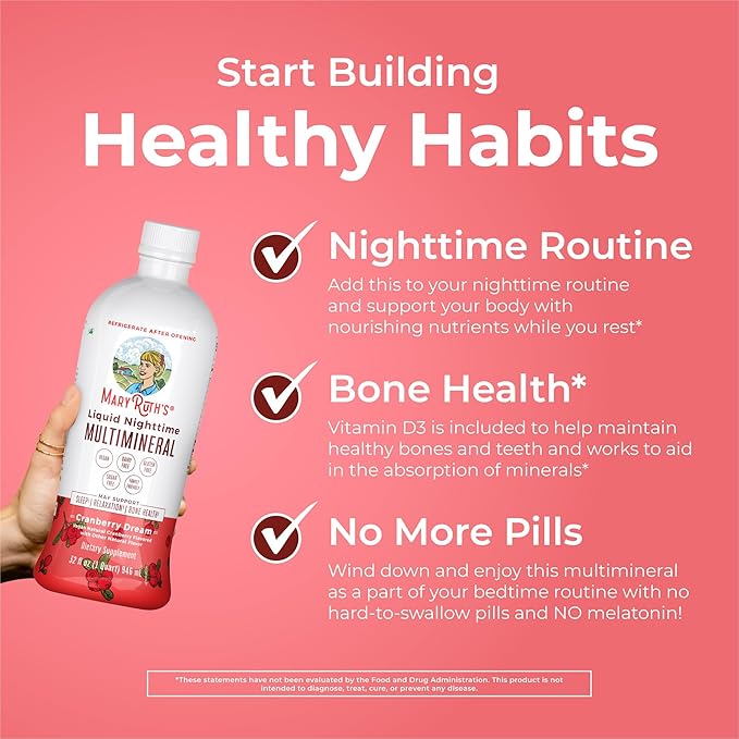 MaryRuth's Multivitamin Gummies for Women (Strawberry) &amp Liquid Nighttime Multimineral (Cranberry) | Clean Label Project Verified® | Vegan | Beauty Bedtime &amp Overall Health