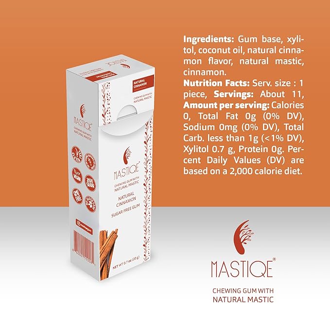 Mastiqe Sugar Free Hard Chewing Gum with Natural Mastic (Cinnamon)
