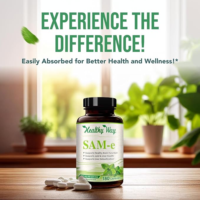 500mg SAM-e &amp Coenzyme Q10 200mg CoQ10 Supplement Bundle - Brain Mood Focus and Energy Support Bundle with CoQ10 and S-Adenosyl-L-Methionine Capsules (Over 6 Month Supply)