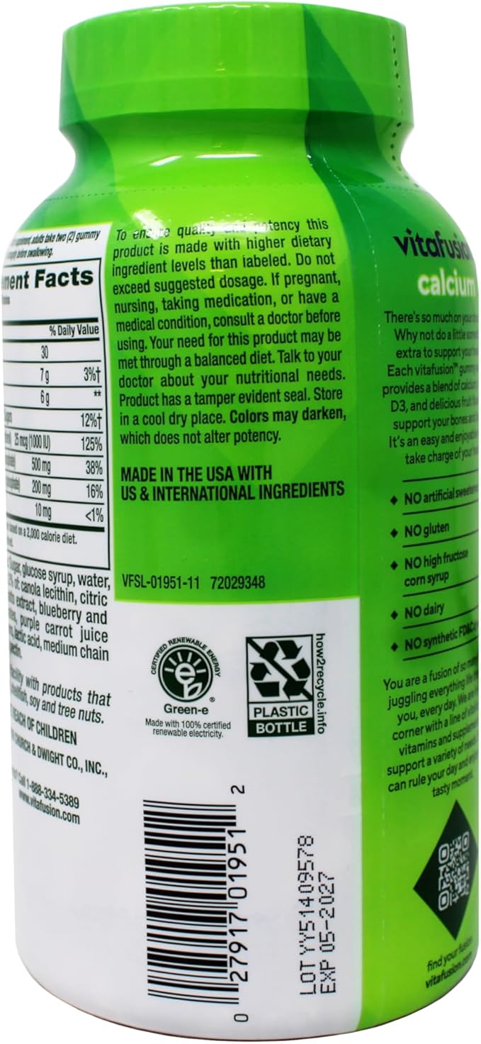 Vitafusion Gummies Calcium with Vitamin D3 100 Count Pack of 2