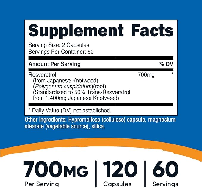 Nutricost Resveratrol 700mg 120 Capsules - Vegan Gluten Free Non-GMO