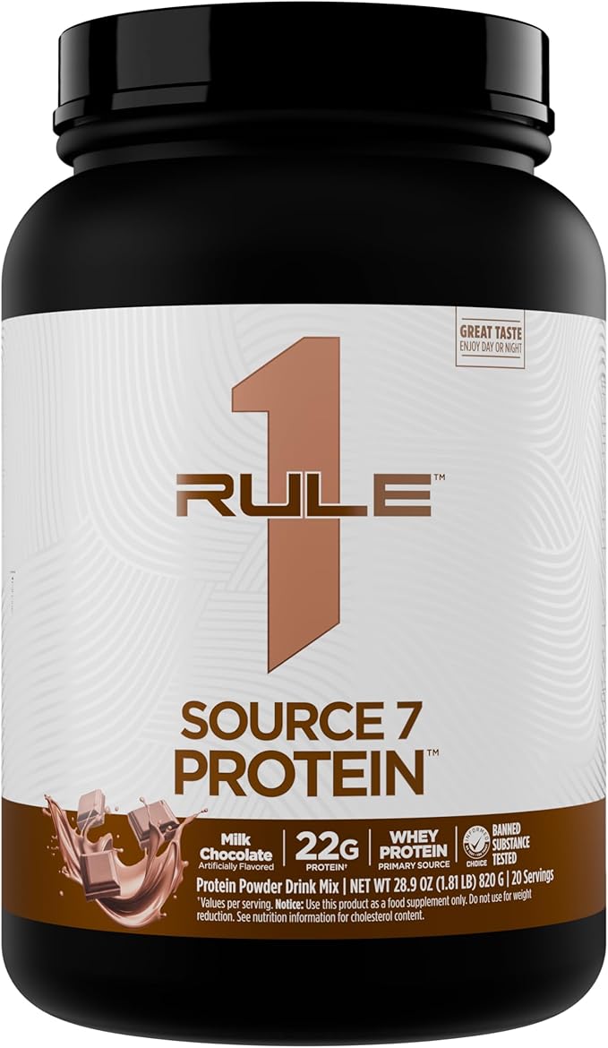 Rule 1 Source 7 Protein – Decadent Flavor Velvety Smooth Texture 22g Anytime Protein and 10g Naturally Occurring EAAs Per Serving from 7 Premium Sources (1.8 Pounds* Milk Chocolate)