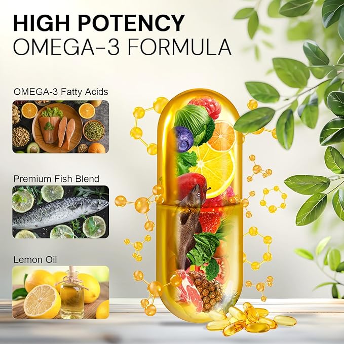 Leowell Omega-3 Softgels – High Potency EPA 432 mg &amp DHA 288 mg Fish Oil Supplement – 720 mg Total – 30 Softgels – Supports Heart Brain &amp Joint Wellness – Fish Oil Pills Omega 3 Supplement