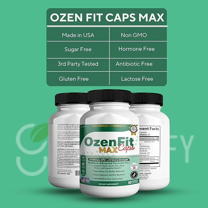 OzenFit Caps Max Probiotic Supplement 40 Billion CFU MAKTREK Bi-Pass Technology 60 Capsules 30-Day Supply (5)