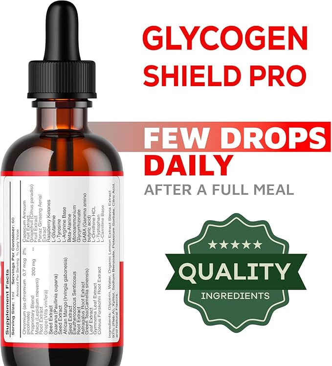 (2 Pack) Glycogen Shield Pro - Glycogen Shield Pro Drops GlycogenShield Pro Drops GlycogenShield Pro Support Glycogen Shield Pro Support Glycogen Shield Pro Supplement 2 Bottles for 60 Days