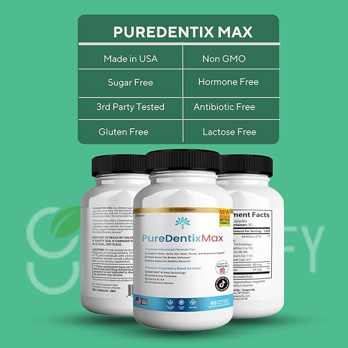 DentimPure Max Extra Strength Probiotic Supplement with 40 Billion CFU – Supports Teeth Gums Ear Nose Throat &amp Digestive Health – 60 Capsules (4)