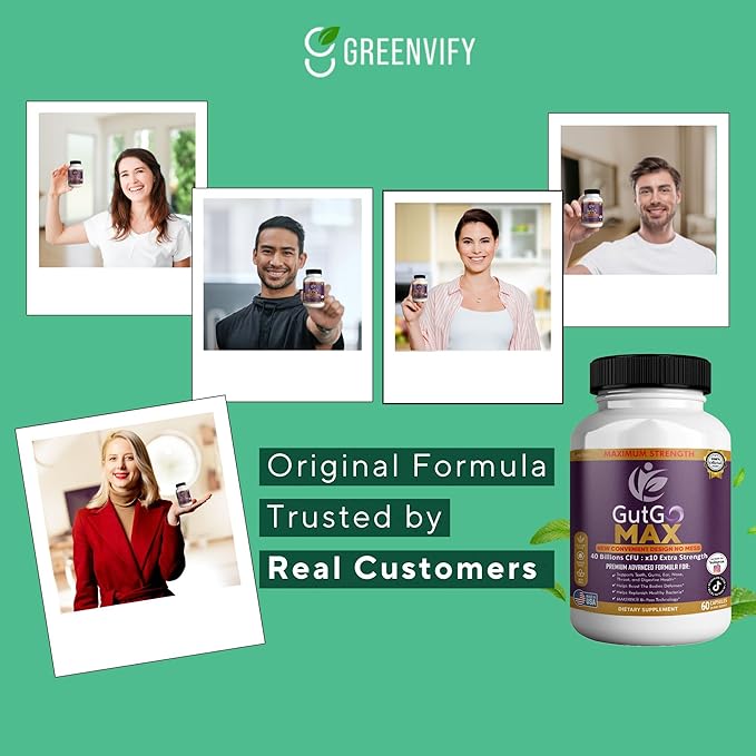 GutGo Max Probiotic Supplement 40 Billion CFU 60 Capsules Maximum Strength Gluten Free Sugar Free (1)
