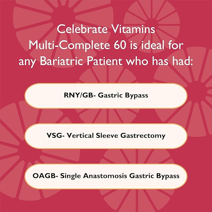 Celebrate Vitamins Multi-Complete Chewables 60mg Iron – Daily Bariatric Multivitamin for Sleeve Gastrectomy &amp Gastric Bypass Surgery Patients – Essential Vitamins &amp Minerals - Tropical (60 Ta