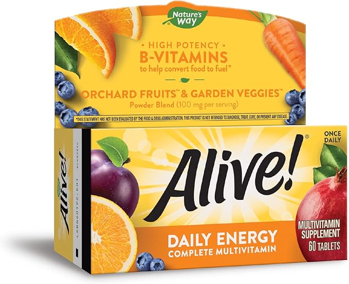 Nature's Way Alive! High Potency Daily Energy Multi-Vitamin Multi-Mineral Once Daily 60 Tablets Pack of 2
