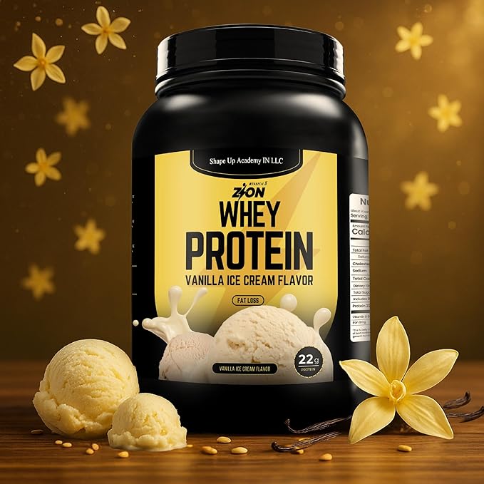 Zion WHEY Protein Powder Vanilla Ice Cream 1Pound High Impact 100% Pure Whey by McDuffie 5. Perfect for Muscle Recovery Strength &amp Weight Loss