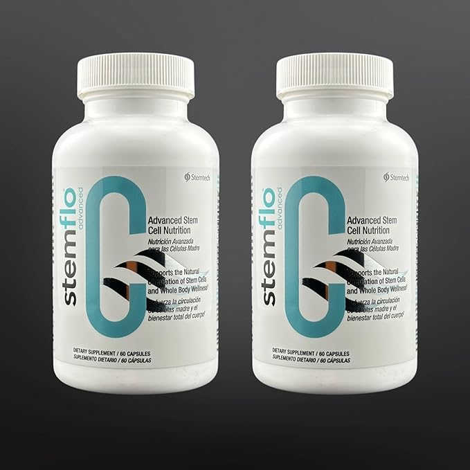 StemFlo® Advanced Formula Trans-Resveratrol Curcumin and Super Antioxidants for Health Longevity and Vitality 60 Capsules (2 Pack)