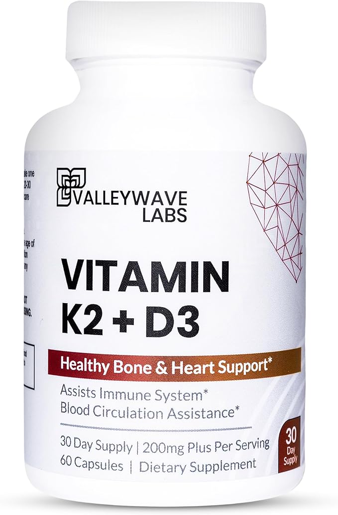 Vitamin D3 K2 Capsules - 2-in-1 Vitamin K2 MK7 100 mcg + VIT D3 5000 IU (125 mcg) Dietary Supplement for Supporting Bone Teeth Muscle and Immune Health Support* 60 Count