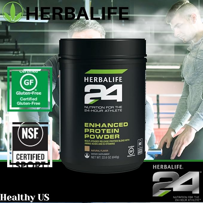 Herbalife 24 Enhanced Protein Powder: Natural Flavor (640 G) for The 24-Hour Athlete Natural Flavor No Artificial Sweetener 0g Added Sugar Gluten-Free