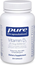 Pure Encapsulations Vitamin D3 25 mcg (1000 IU) - Supplement to Support Bone Joint Breast Heart Colon &amp Immune Health* - with Premium Vitamin D - 250 Capsules